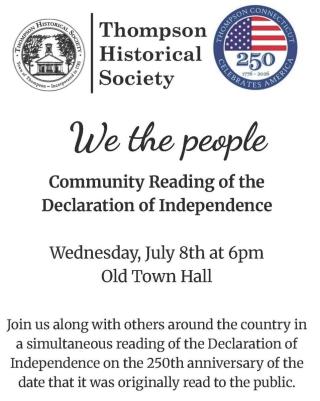 Reading of the Declaration of Independence at Old Town Hall in Thompson CT