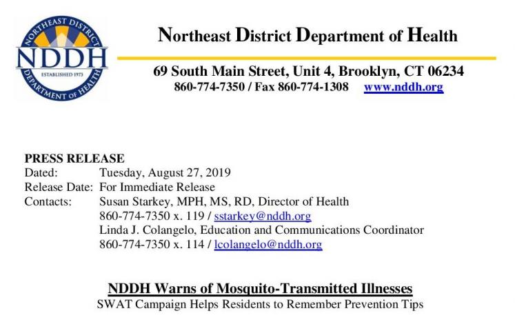 NDDH Warns of Mosquito-Transmitted Illnesses